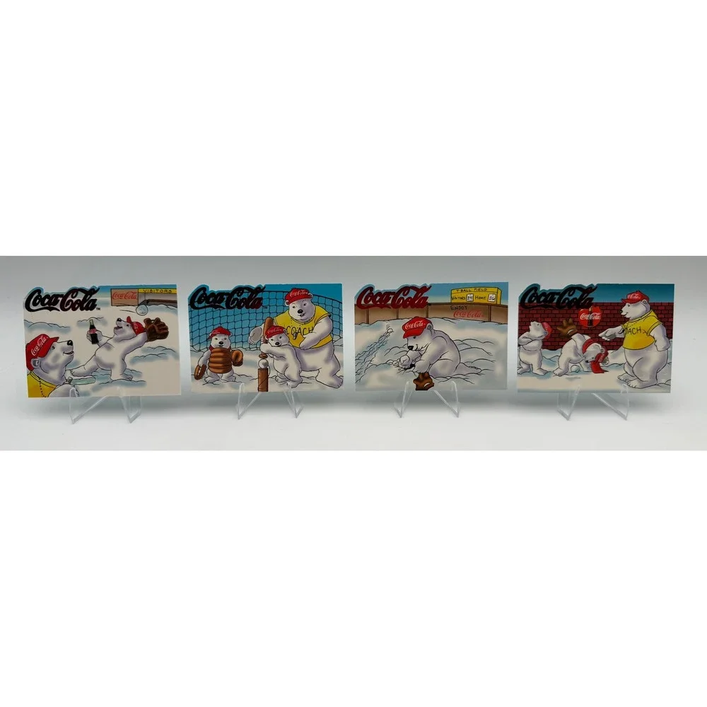 Coca-Cola Polar Bears T-Ball Practice 1996 Trading Cards Set of 4 SP-1 2 4 5